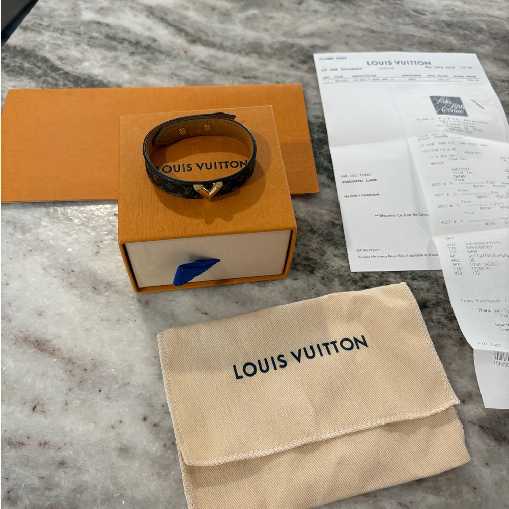 Louis Vuitton Monogram Bracelet with Gold Accent